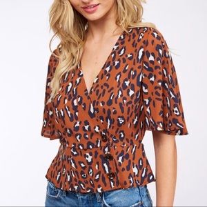 Leopard Print Wrap Top